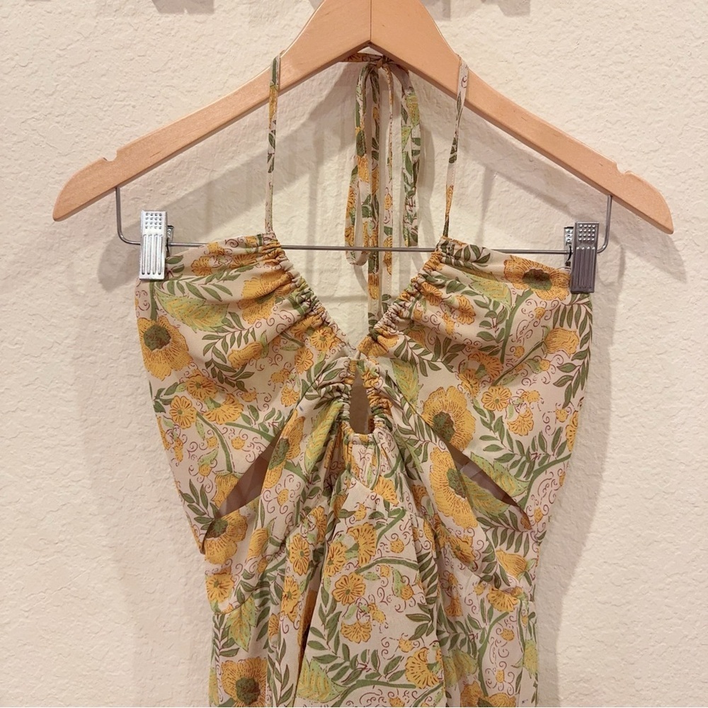 ASTR Vivee High Low Midi Dress in Yellow Floral Size Small NWT - Picture 4 of 10